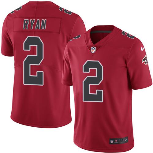Nike Falcons #2 Matt Ryan Red Men's Stitched NFL Limited Rush Jersey - Click Image to Close